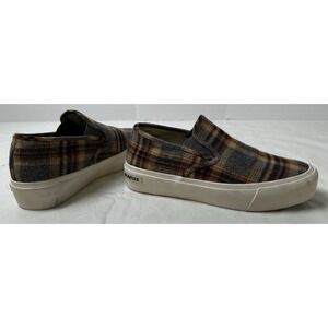 SeaVees Baja Slip On Platform Plaid Flannel Loafer Sneakers Casual Shoes Wms 9US